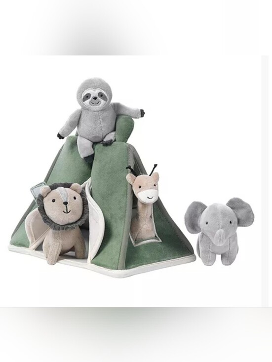 Lambs & Ivy Other - Lambs & Ivy Safari Tent Plush Nursery Toy Set Green Plush Animals 5pc